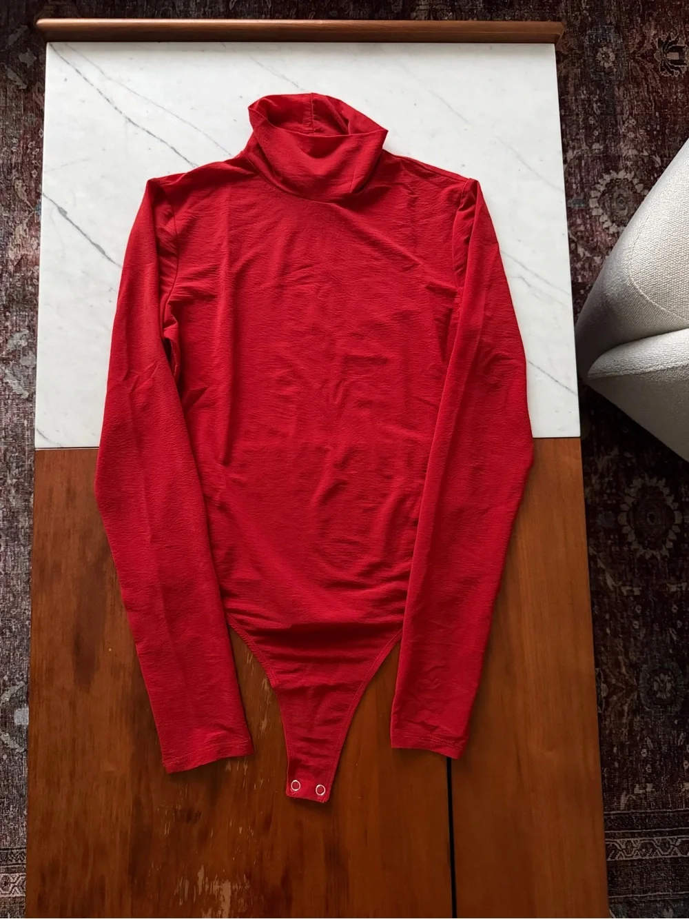 Reformation Red Turtleneck Long-Sleeve Bodysuit